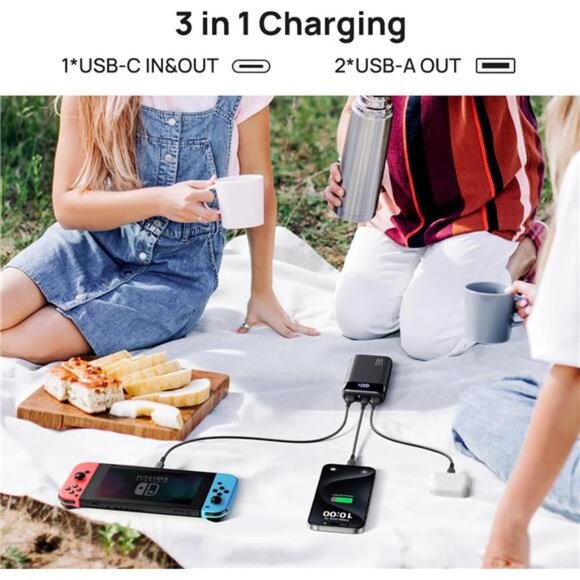 Portable Charger, 22.5W 20000mAh USB C in & Out Power Bank Fast Charging - Picture 3 of 7